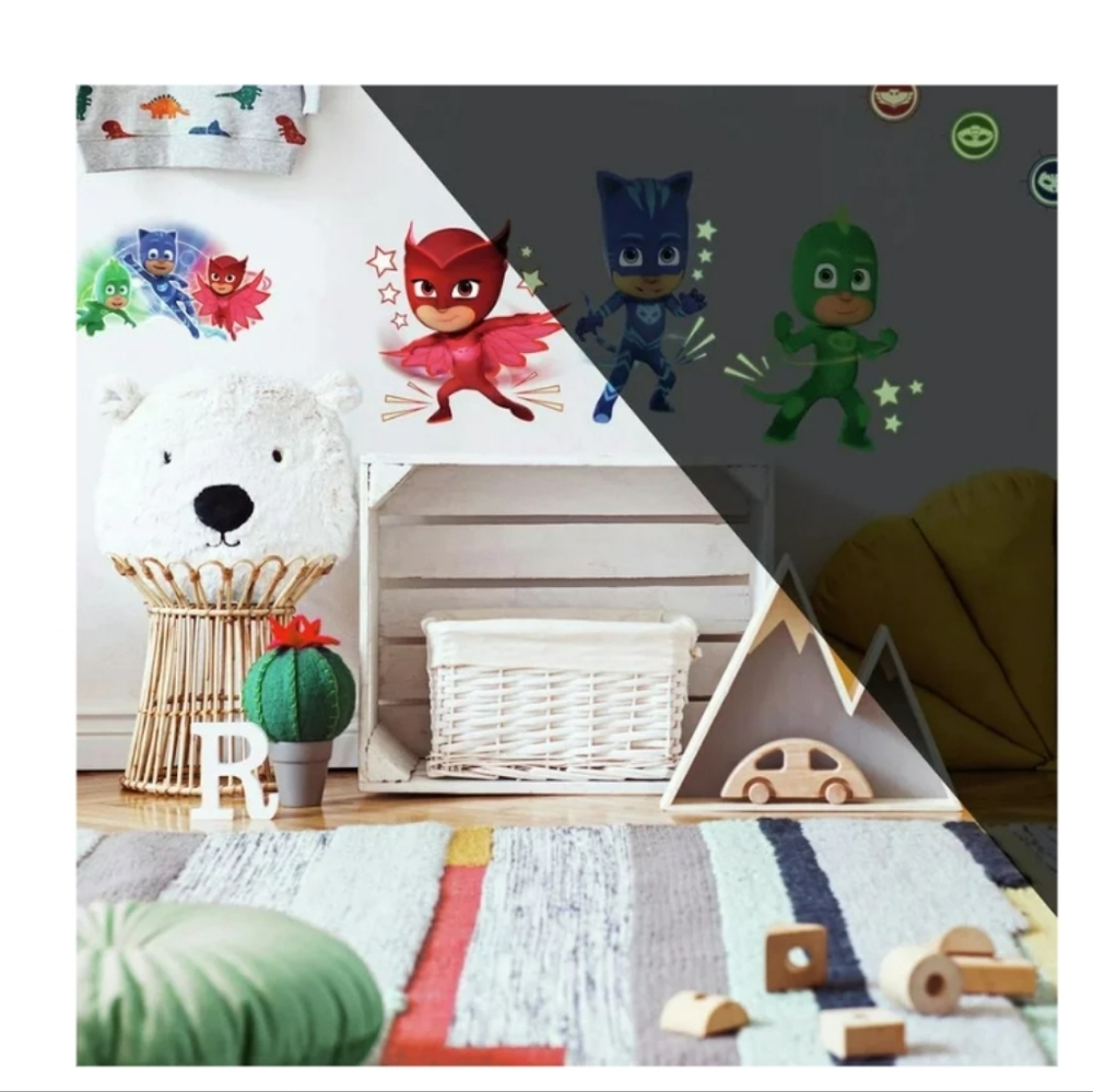 New PJ MASKS Stickers Glow In Dark Wall Decals- 8 Decals